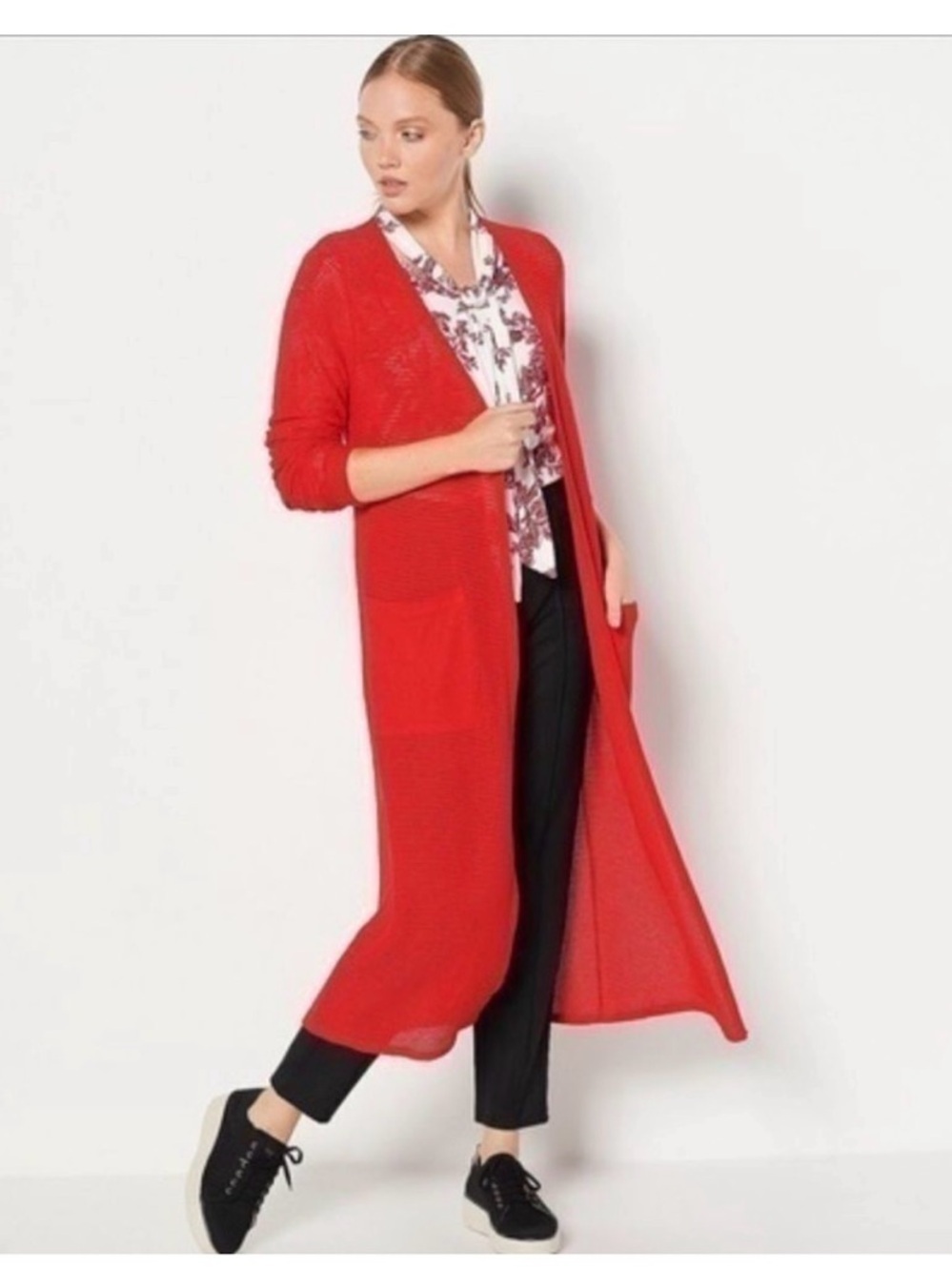 Jason Wu Red Long Duster Cardigan